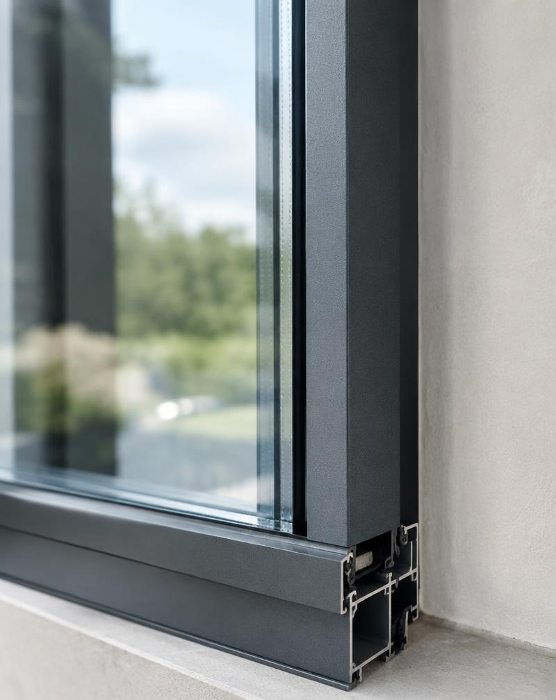 Détail d'une fenêtre aluminium à Lille